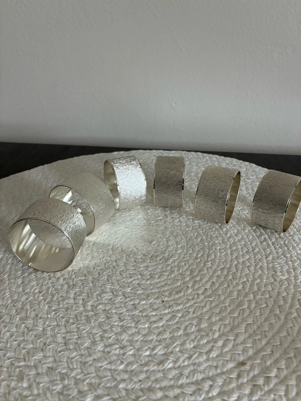Pier 1 Silver Textured Napkin Rings - Set of 6